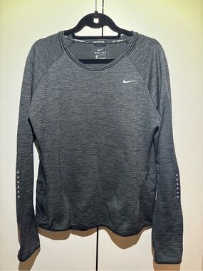 Nike Women's Long Sleeve Dri-FIT Dark Heather Gray Performance Top